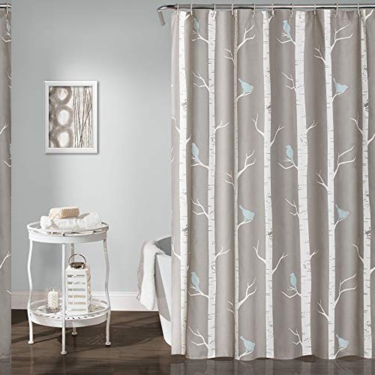 Bird on The Tree Shower Curtain 72" x 72" Gray/Blue
