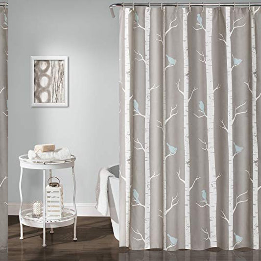 Bird on The Tree Shower Curtain 72" x 72" Gray/Blue