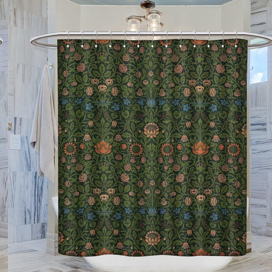 Vintage Botanical Shower Curtain Green Jungle Fruit 72x72 Inches