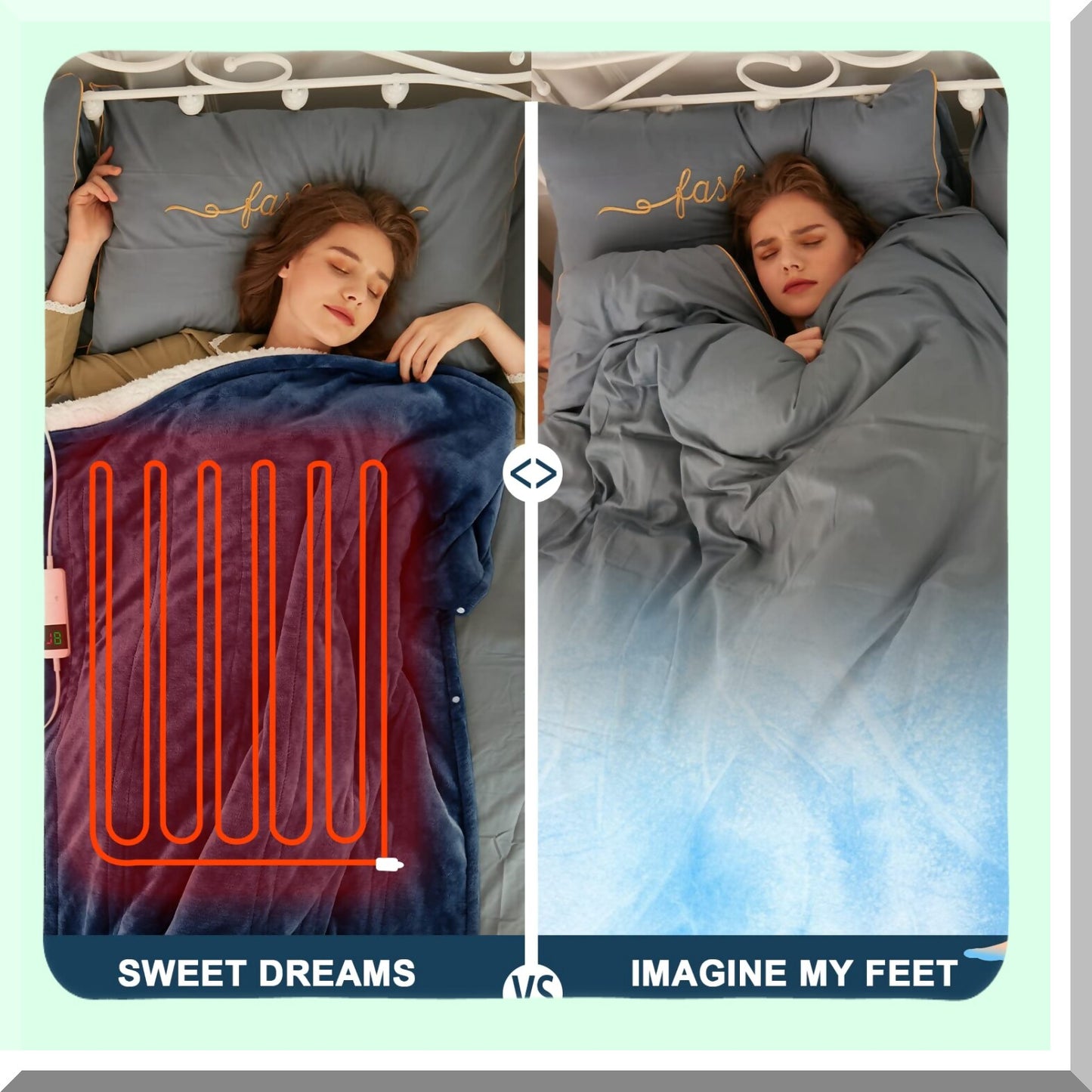 CozyWarm Electric Heated Throw - 50x62 Plush Sherpa Blanket with 10 Heat Levels & 5-Position Timer, Machine Washable