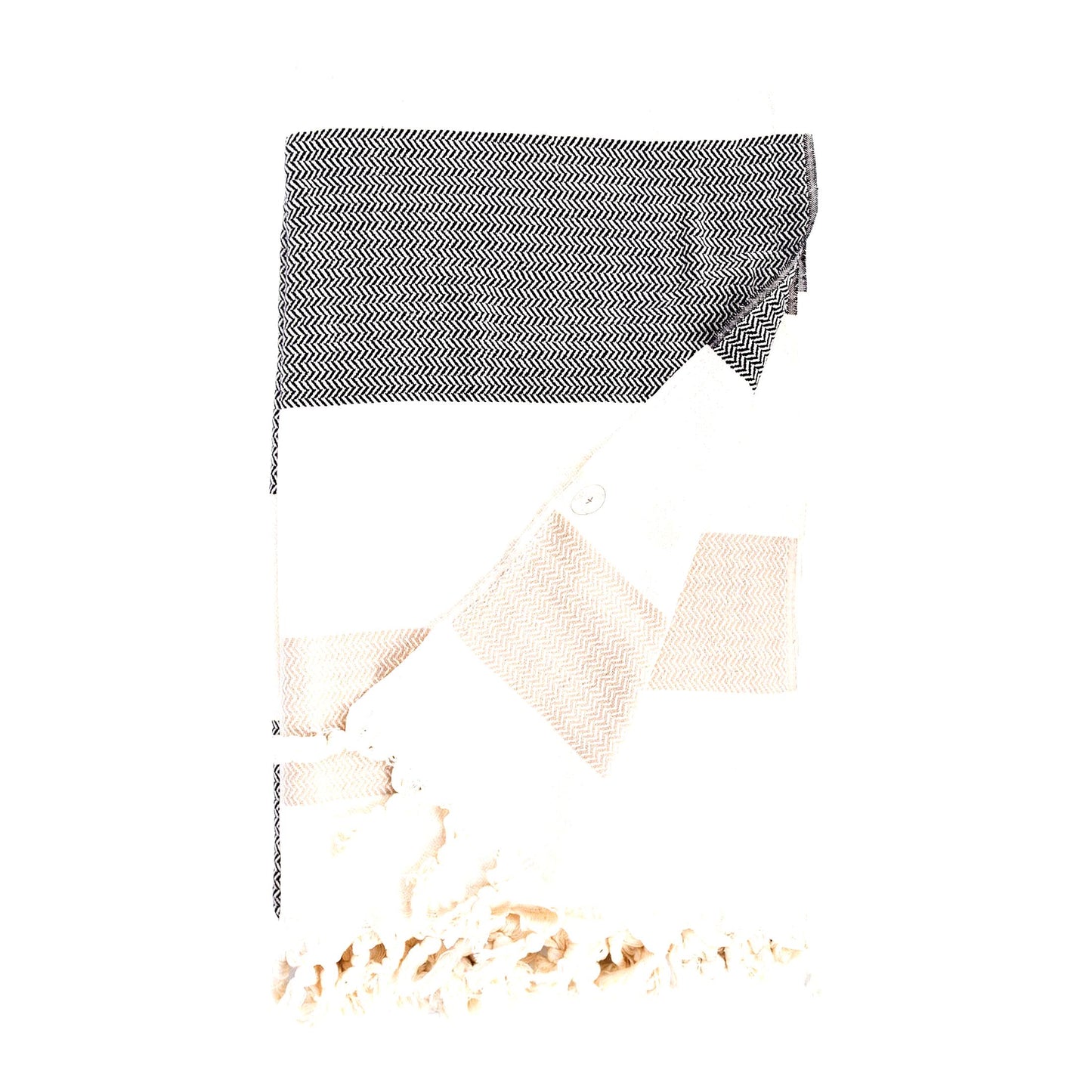 Aspendos Pure Cotton XL Throw Blanket Towel - 60x90 Inches, Black-Beige