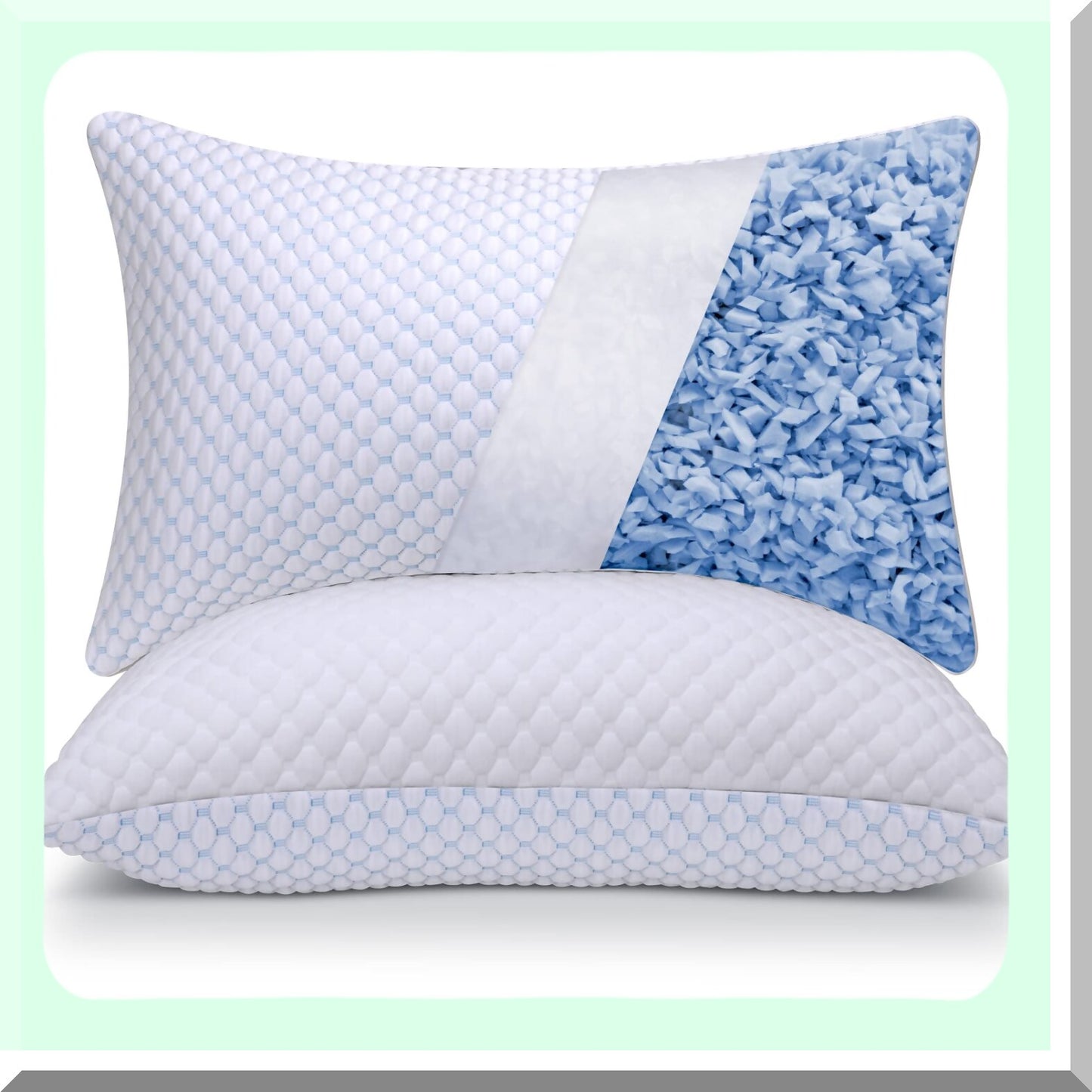 CoolDream Shredded Memory Foam Cooling Pillows - Set of 2, Adjustable Loft Bed Pillows for Side, Back, Stomach Sleepers - Firm or Soft, Hot Sleepers Friendly - 20"x 36" (2 Pack)