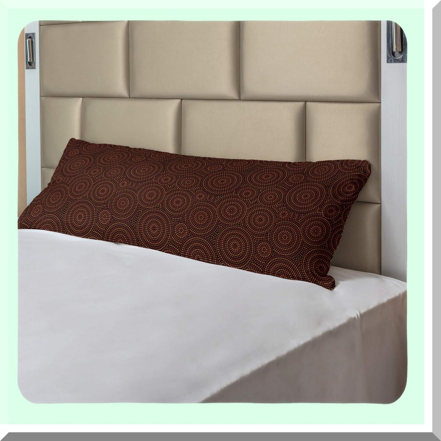 Geometric Dotted Circular Body Pillow Cover - Australian Aboriginal Pattern Accent Pillowcase with Zipper - 21" x 54" - Orange Brown Decor