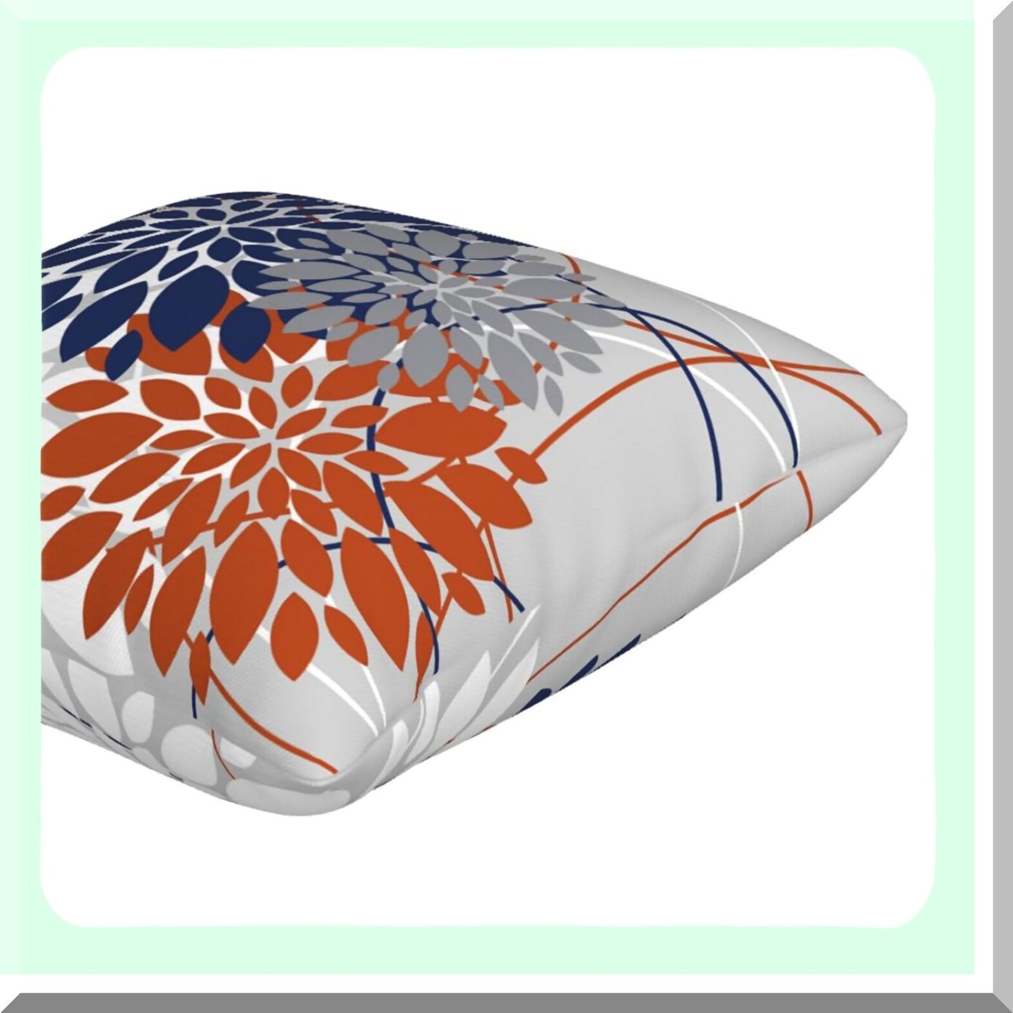 Dahlia Geometric Floral Pillow Covers - Set of 2, 18x18 Inch Blue Orange Throw Pillows for Spring Summer Farmhouse Outdoor Home Decor.
