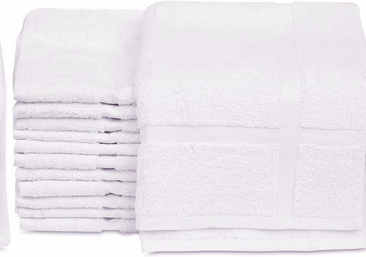 Cotton Blend White Hotel Bath Towels 12 Pack