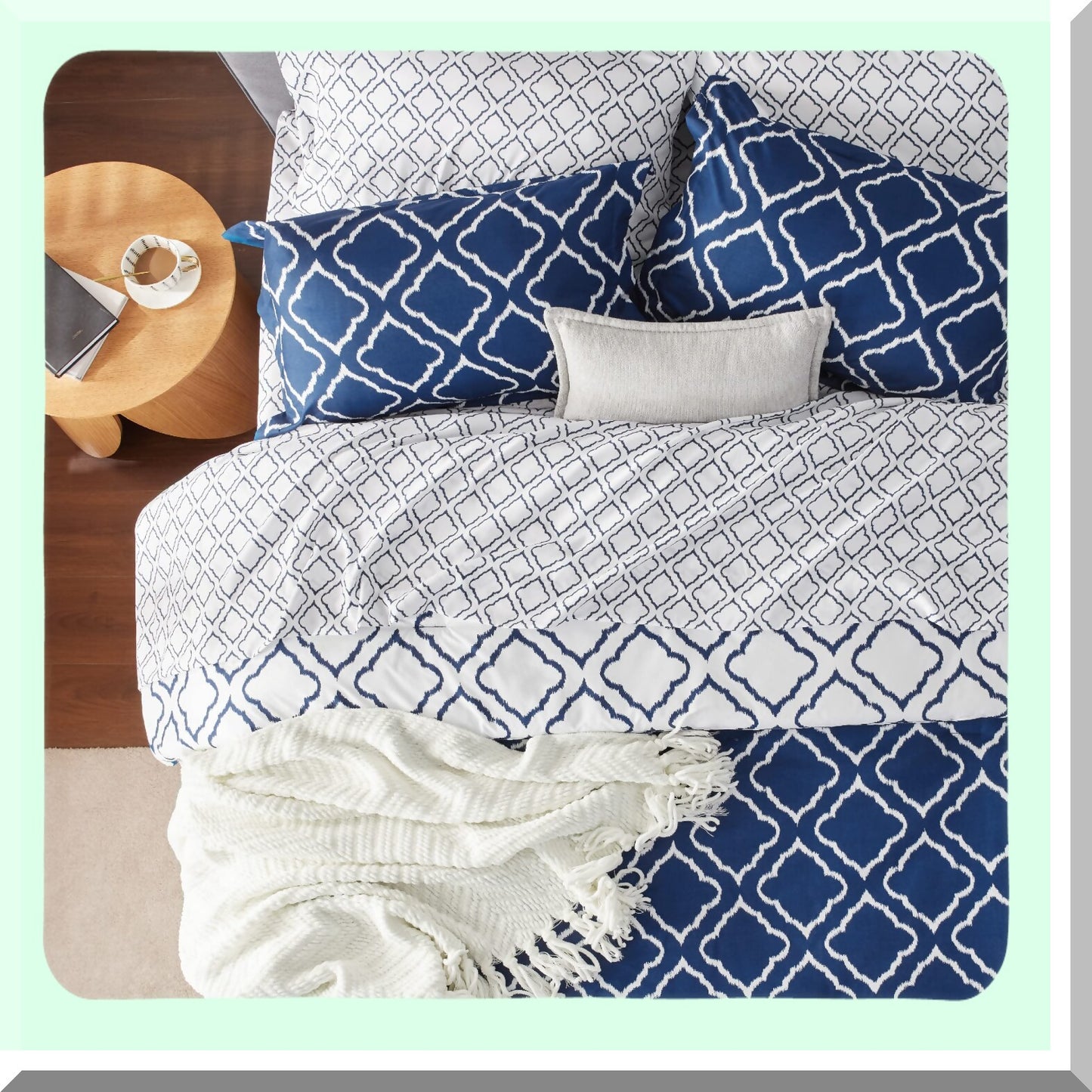 Navy Blue Full Comforter Set - 7 Piece Lightweight Bedding Bundle for Full Size Beds - All Season Bed in a Bag with Sheets, Pillowcases, Shams - Quatref Comforters