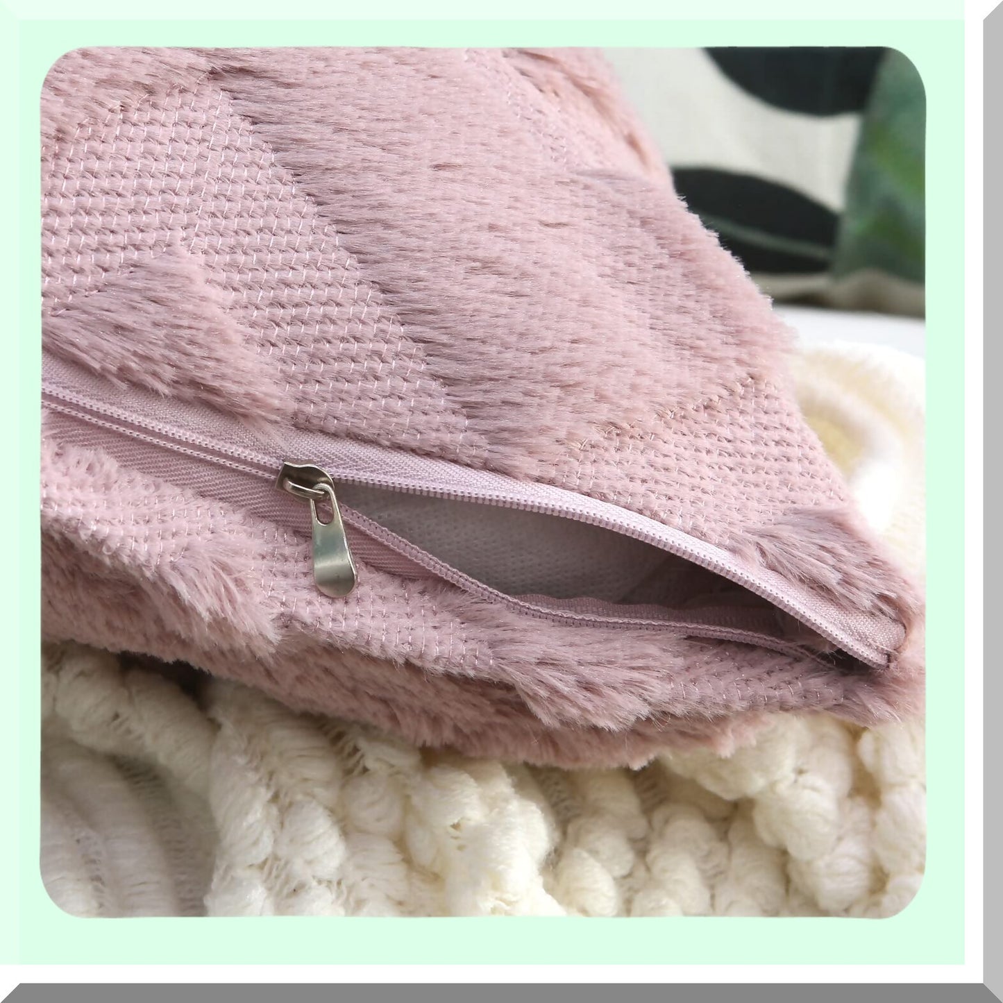 Winter Pink Boho Pillow Covers - Set of 2 Decorative Farmhouse Cushion Cover for Couch, Car, Sofa, Bedroom Home Decor - Cream Pillowcases - 12x20 Inch
