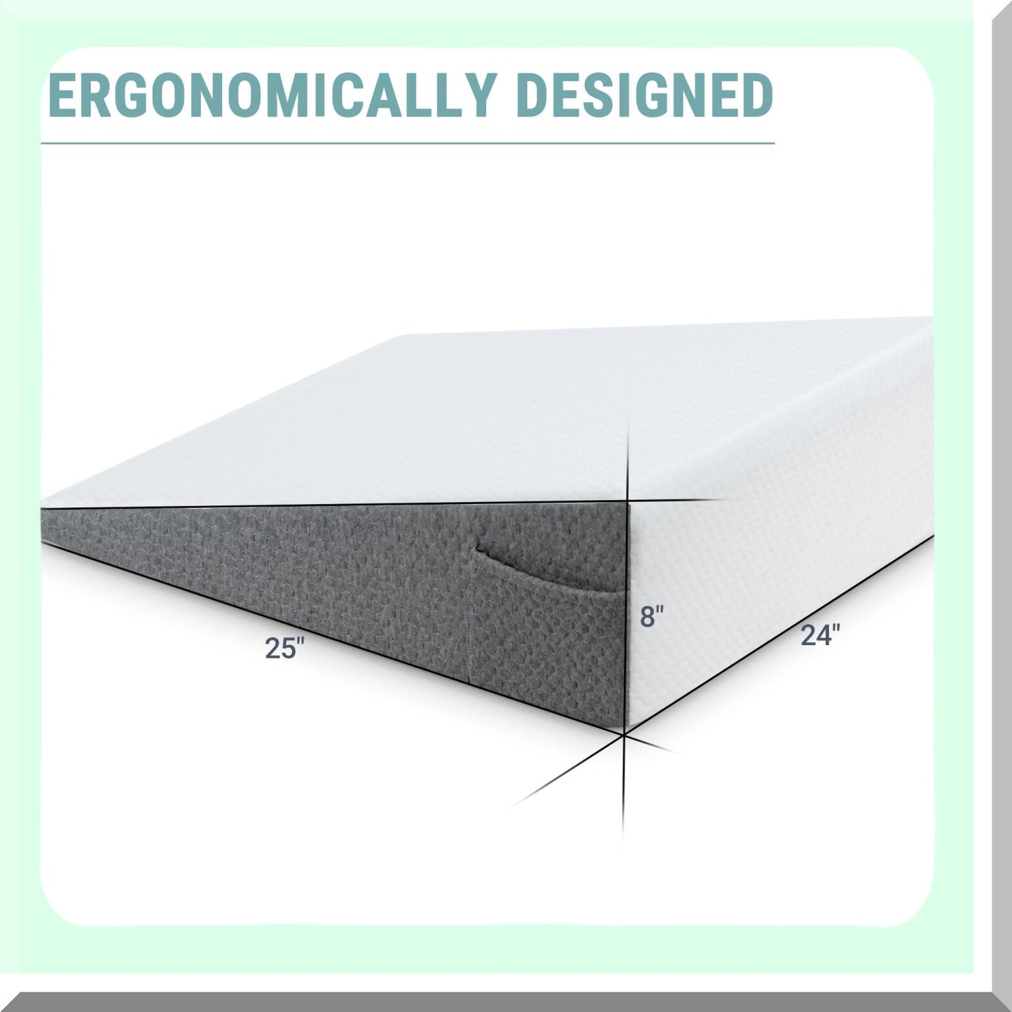 MemoryFoam Wedge Pillow - 8 Inch Elevated Support Triangle Bed Pillow for Sleeping, Reading, Rest, Legs, Back Support - Washable Cover - Top Quality
