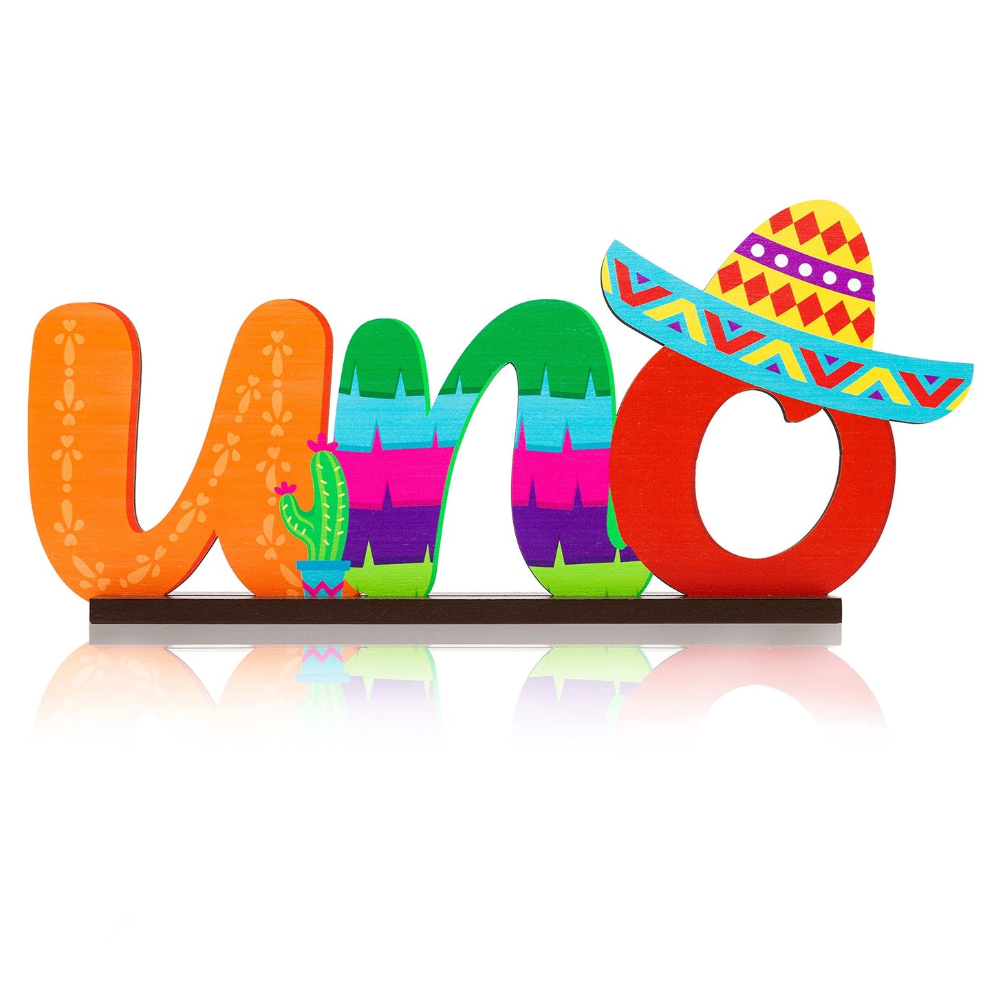 Uno Fiesta Table Sign - Wooden centerpiece for Mexican-themed parties! Perfect for baby showers, 1st birthdays, and Cinco de Mayo celebrations. Taco 'bout a fun way to decorate your event!