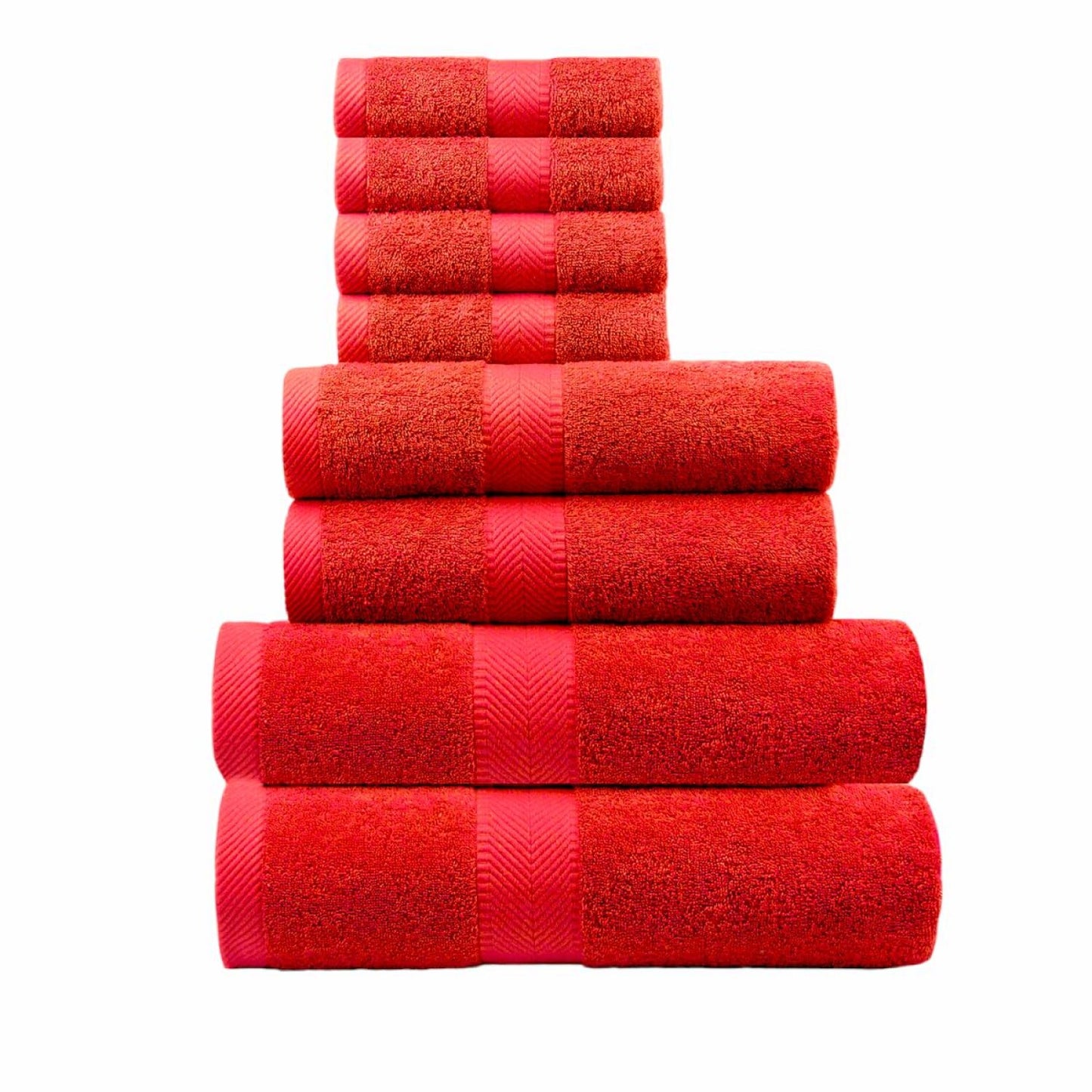 Set of 8 Oversized Cotton Towels in Red