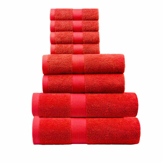 Set of 8 Oversized Cotton Towels in Red