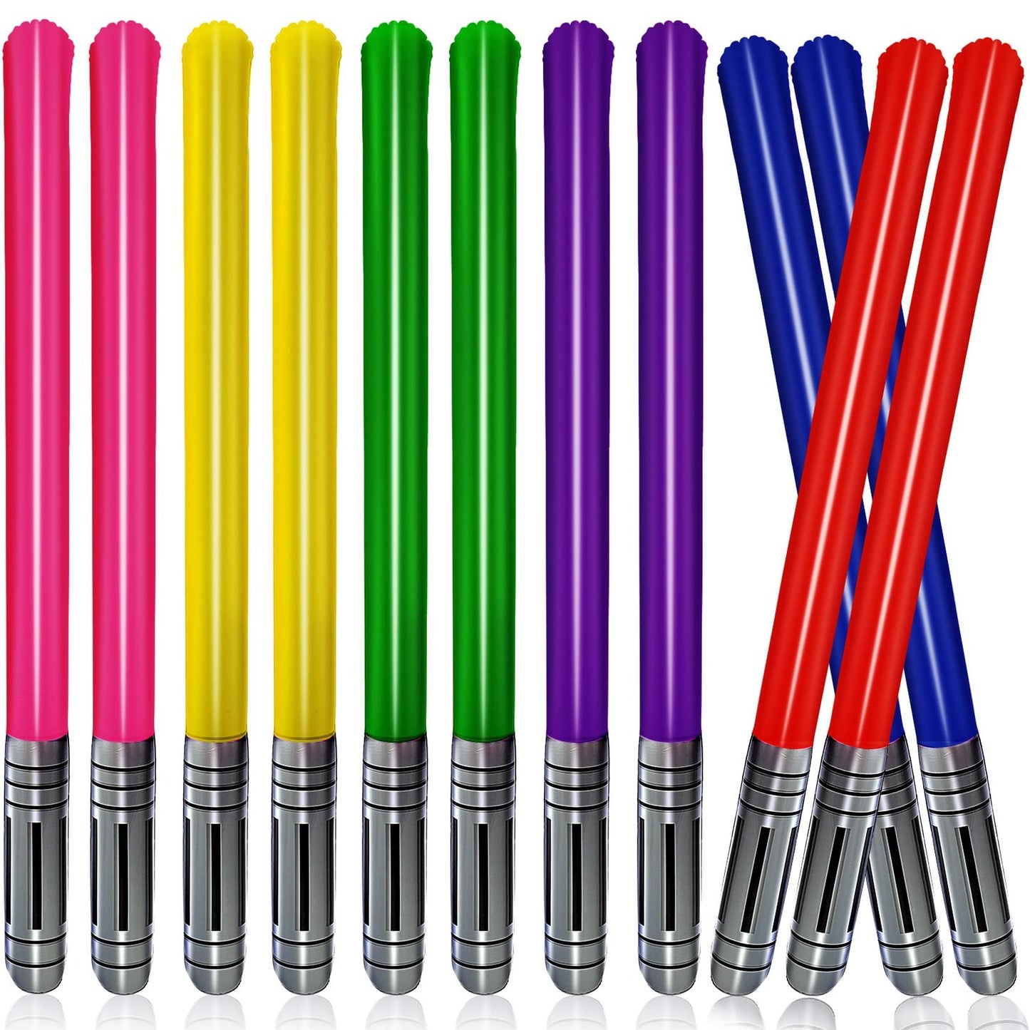 Inflatable Light Saber Party Pack - 12 Piece Lightsaber Toy Set for Themed Parties and Stocking Stuffers - Fun and Safe Sword Play for Kids