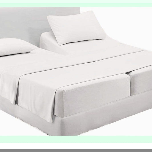 Cotton Comfort Split Sheet Set - 100% Cotton, 5 Pieces, Deep Pocket, Adjustable, White - Split Bed Sheets for Ultimate Comfort and Style