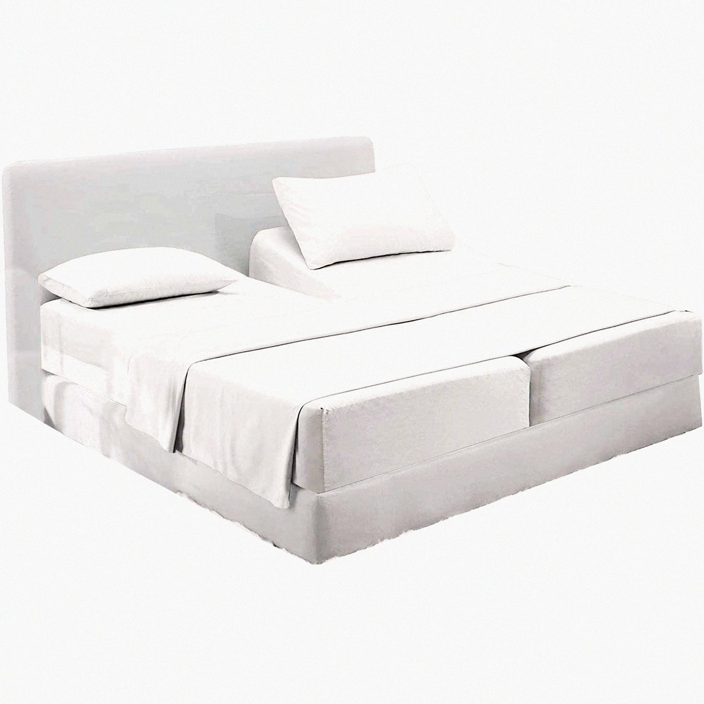 Cotton Comfort Split Sheet Set - 100% Cotton, 5 Pieces, Deep Pocket, Adjustable, White - Split Bed Sheets for Ultimate Comfort and Style