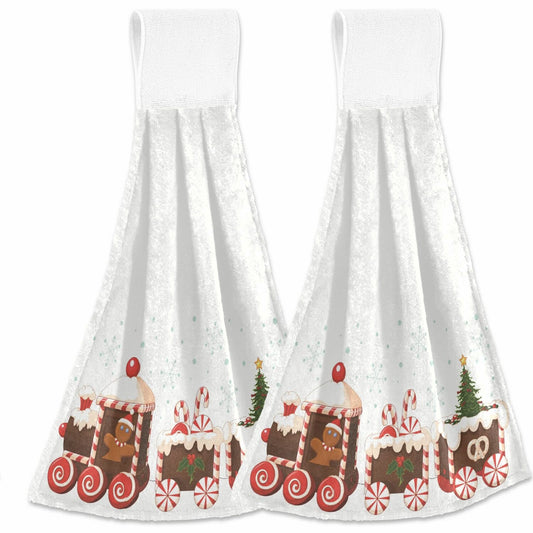 Gingerbread Train Kitchen Towels Set of 2