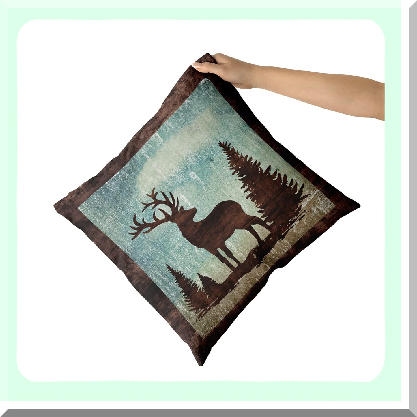 Wildlife Vintage Pillowcase Set - Elk Moose Tree Decorative Cushion Covers - Soft Cotton Double Sided Pillow Covers for Sofa & Bed - Holiday Home Decor - 18 X 18 Inch Bear Deer Pillow Cover Set