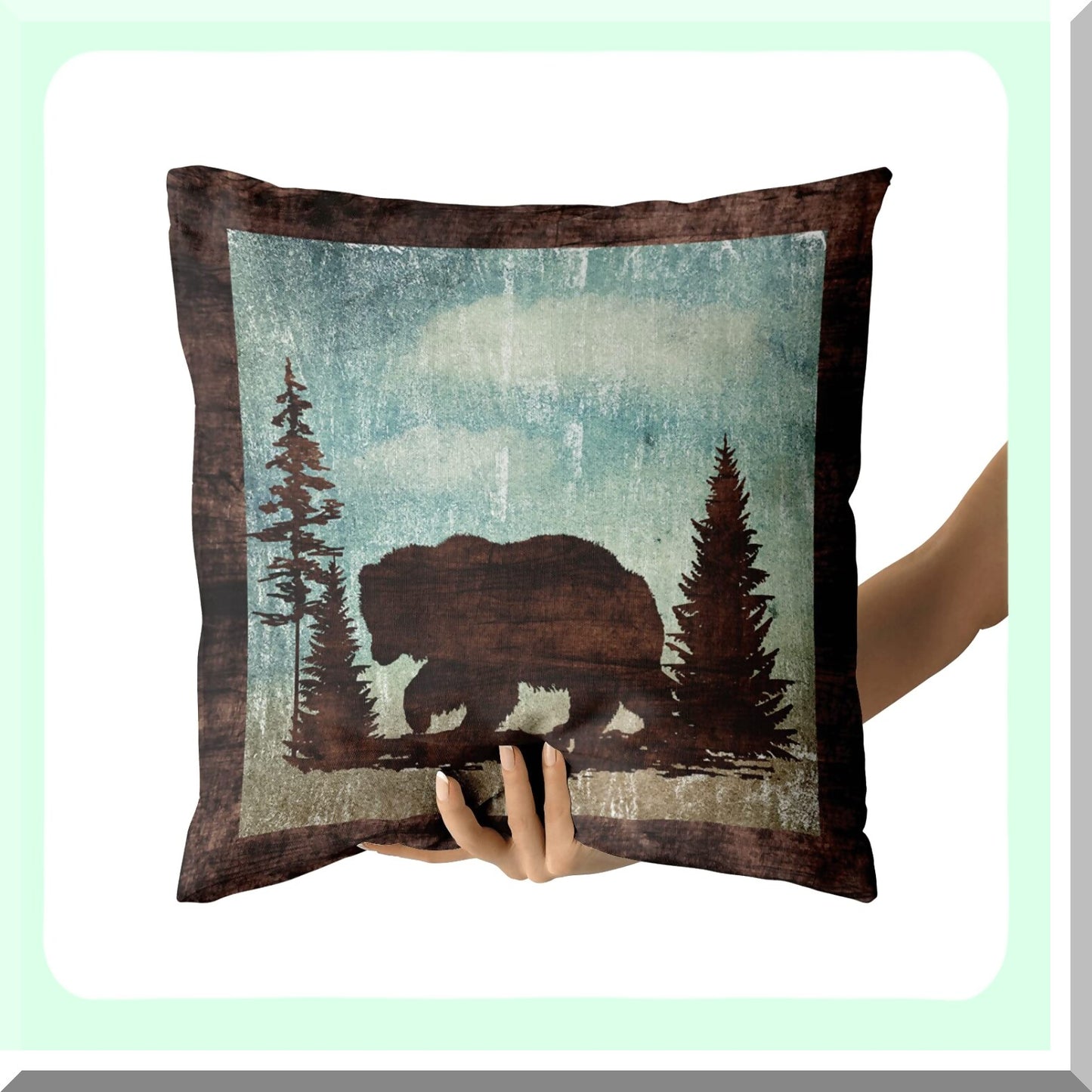 Wildlife Vintage Pillowcase Set - Elk Moose Tree Decorative Cushion Covers - Soft Cotton Double Sided Pillow Covers for Sofa & Bed - Holiday Home Decor - 18 X 18 Inch Bear Deer Pillow Cover Set