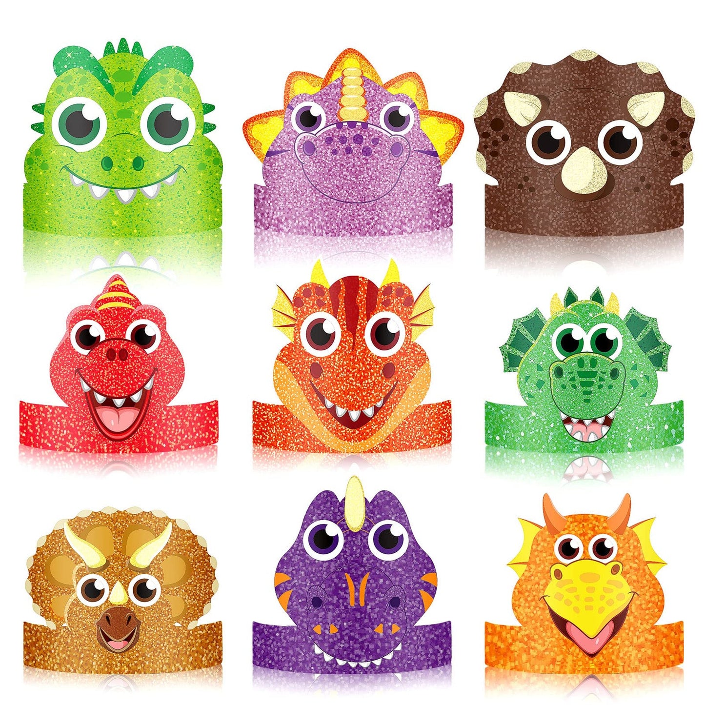 DinoCrown Party Hats - 24 Pcs Dinosaur Headbands for Boys & Girls. Perfect Dinosaur Theme Decoration & Party Favors for Kids Birthday Celebrations!