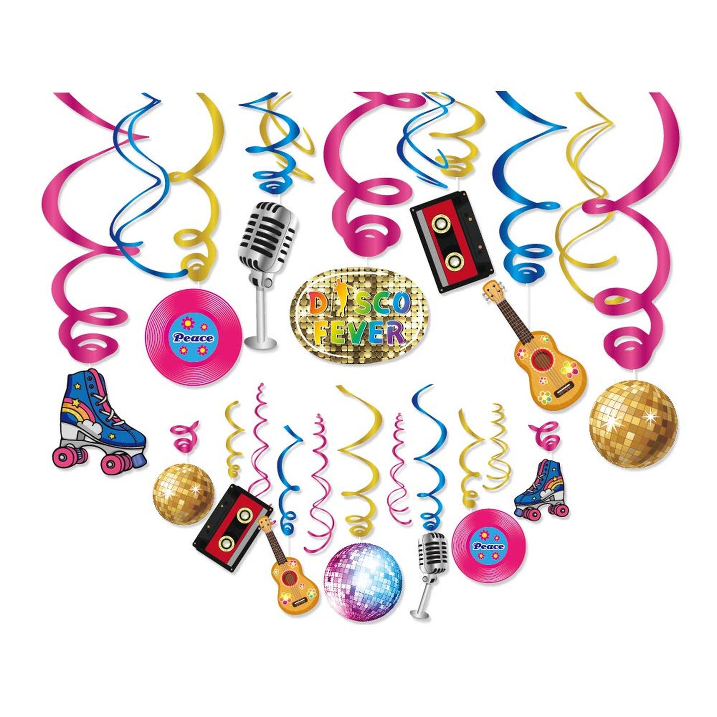 Disco Hanging Swirl Decorations for 50s-90s Parties