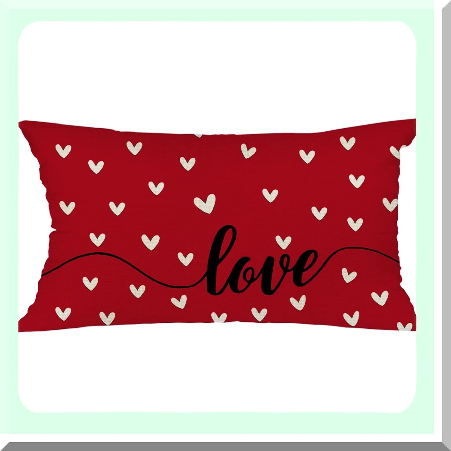 Love Heart Farmhouse Pillow Cover - 12x20 Inch Decorative Throw Pillows for Valentines Day Home Decorations in Red