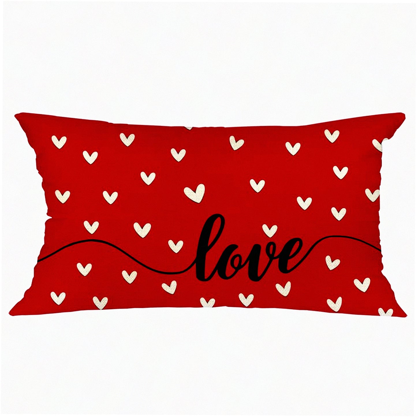 Love Heart Farmhouse Pillow Cover - 12x20 Inch Decorative Throw Pillows for Valentines Day Home Decorations in Red