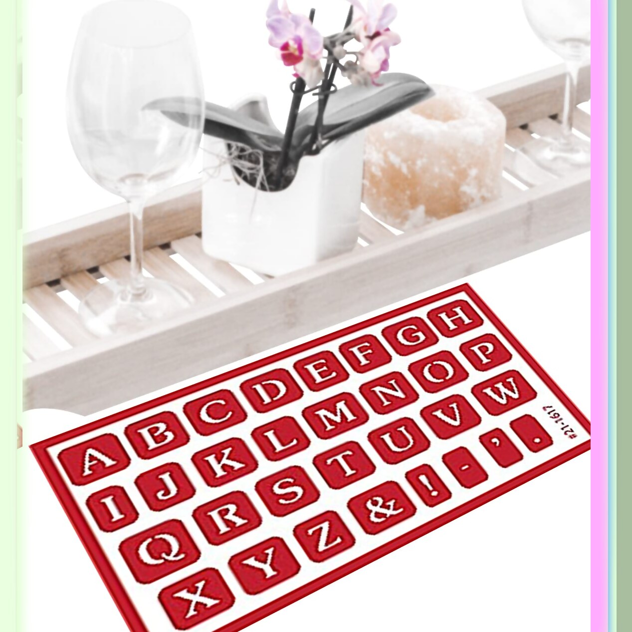 Fruit and Alphabet Reusable Glass Etching Stencil Set