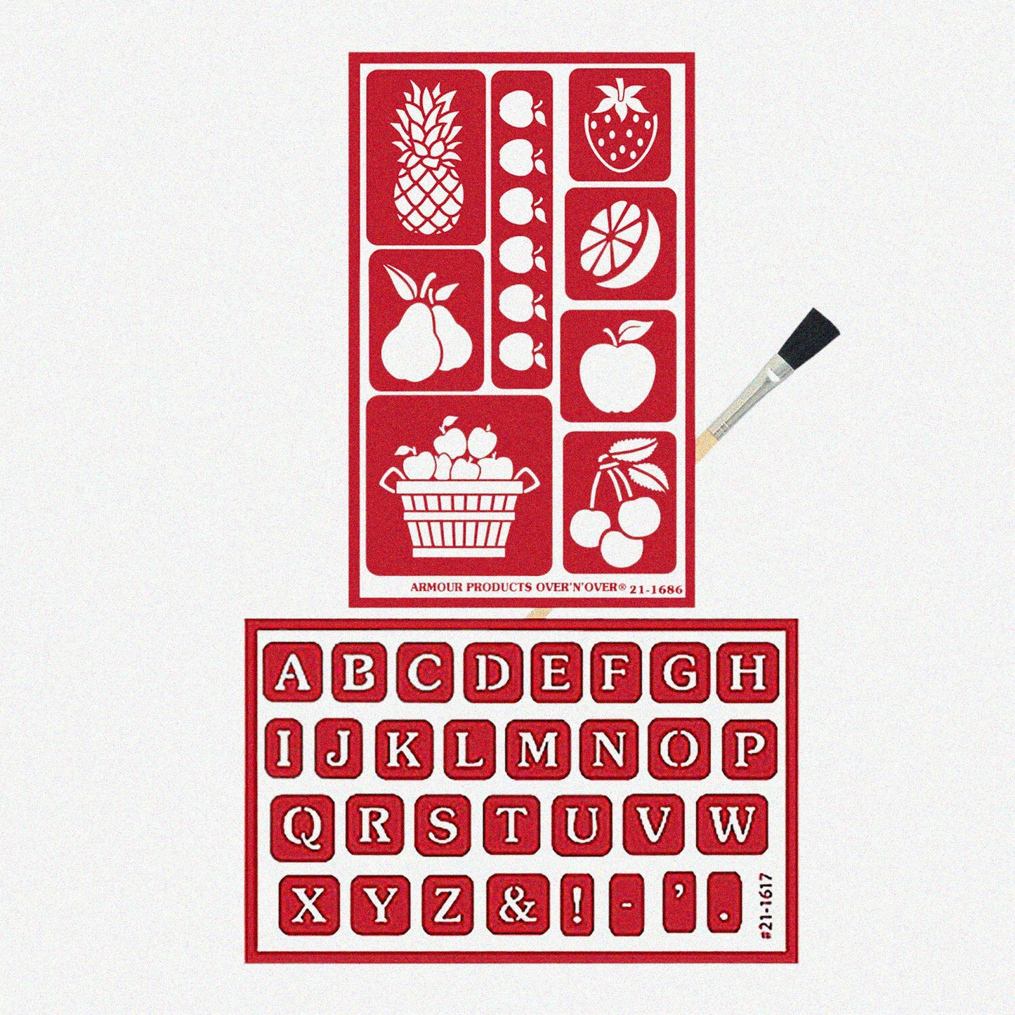 Fruit and Alphabet Reusable Glass Etching Stencil Set