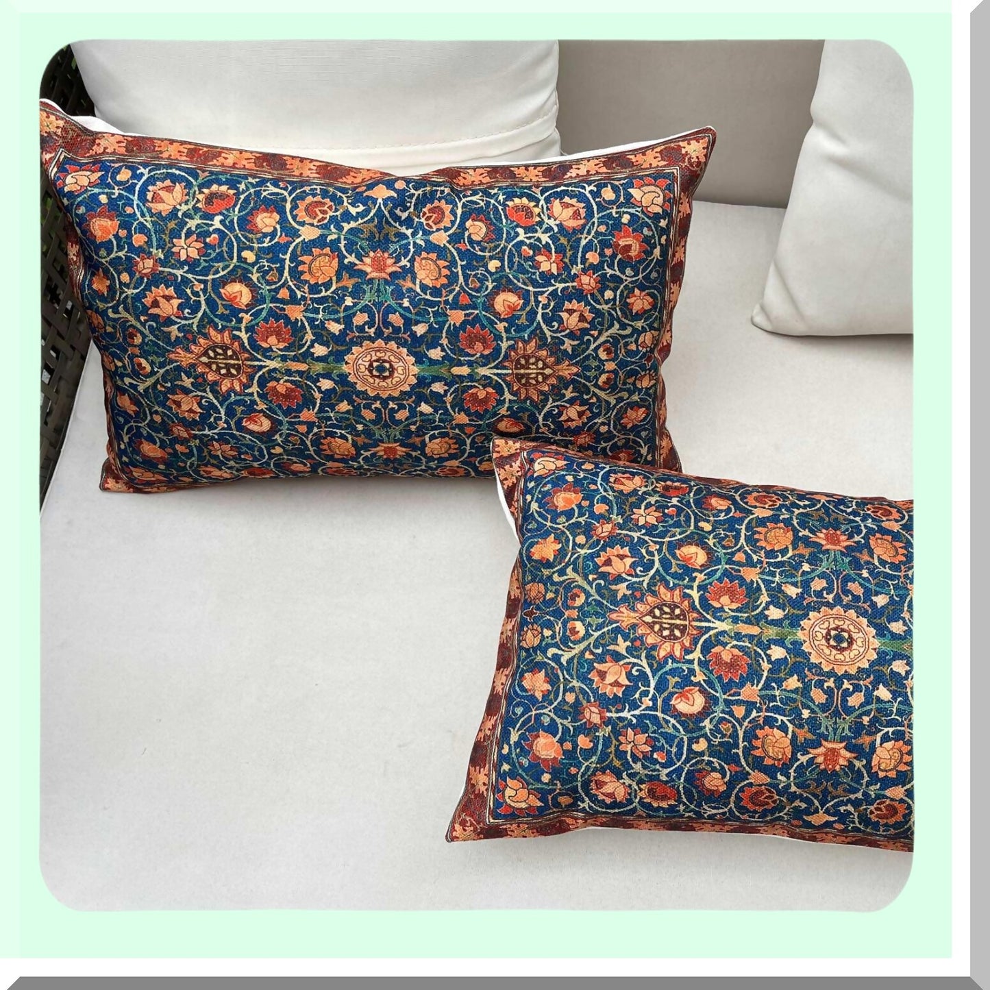 Vintage Pattern Decorative Throw Pillow Set - William Morris Lumbar Cover 12X20 Inches - Set of 2 Covers for Home Decor - Retro Cushion Cover