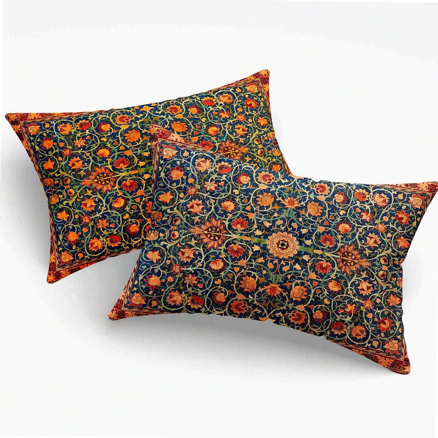 Vintage Pattern Decorative Throw Pillow Set - William Morris Lumbar Cover 12X20 Inches - Set of 2 Covers for Home Decor - Retro Cushion Cover