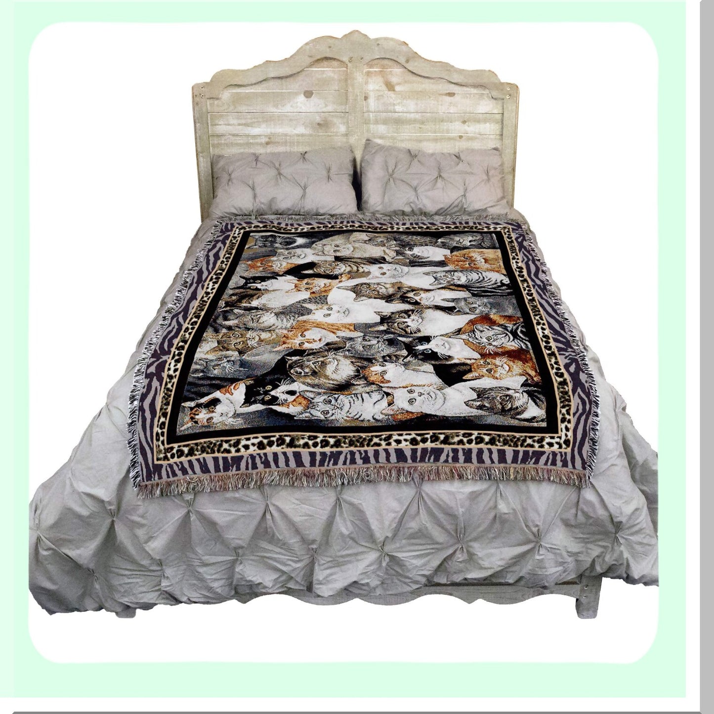 CozyCat Cotton Tapestry Throw - Perfect Gift for Cat Lovers, Made in USA, 72x54
