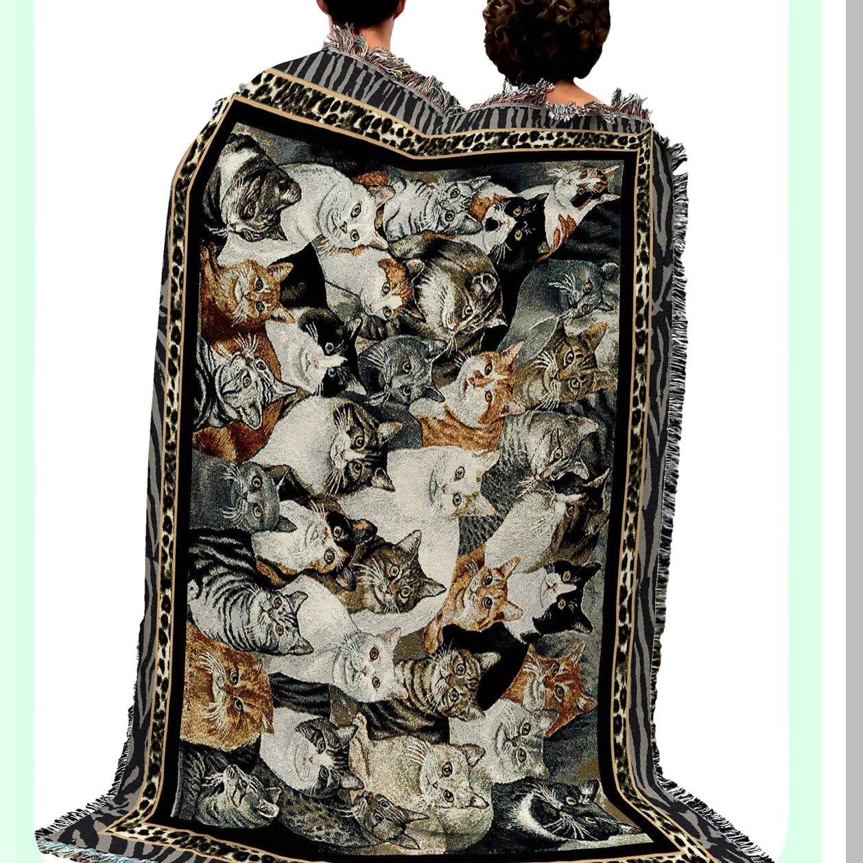 CozyCat Cotton Tapestry Throw - Perfect Gift for Cat Lovers, Made in USA, 72x54