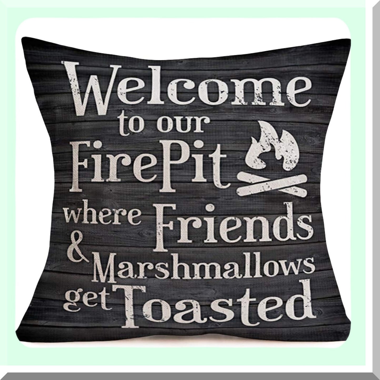Vintage Wood Grain Family Friends Throw Pillow Cover - Warm Words Decorative Cushion Case - Cotton Linen 18" x 18"