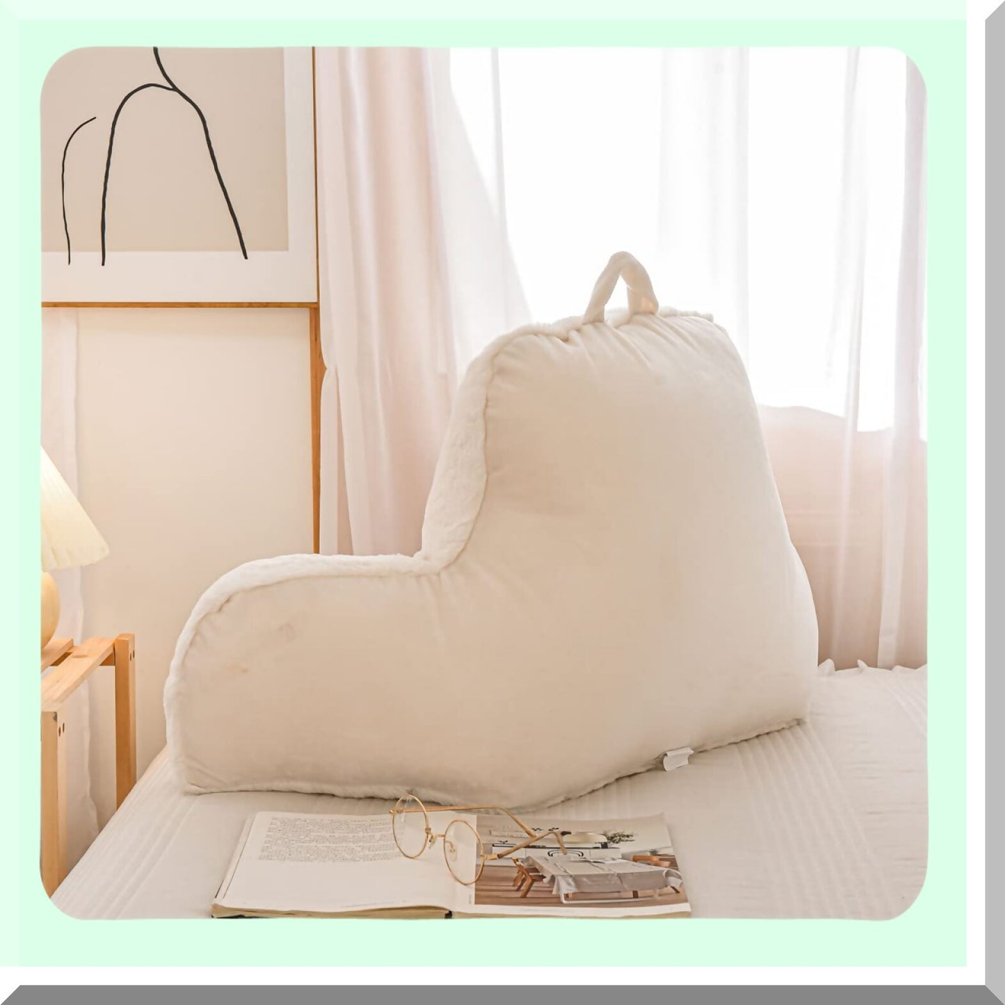ComfortMax Backrest Pillow - Plush Reading Pillow with Arms, Bed Wedge Design for Ultimate Back Support and Relaxation. Perfect for Kids, Teens, Boys, and Girls. Color: Ivory.