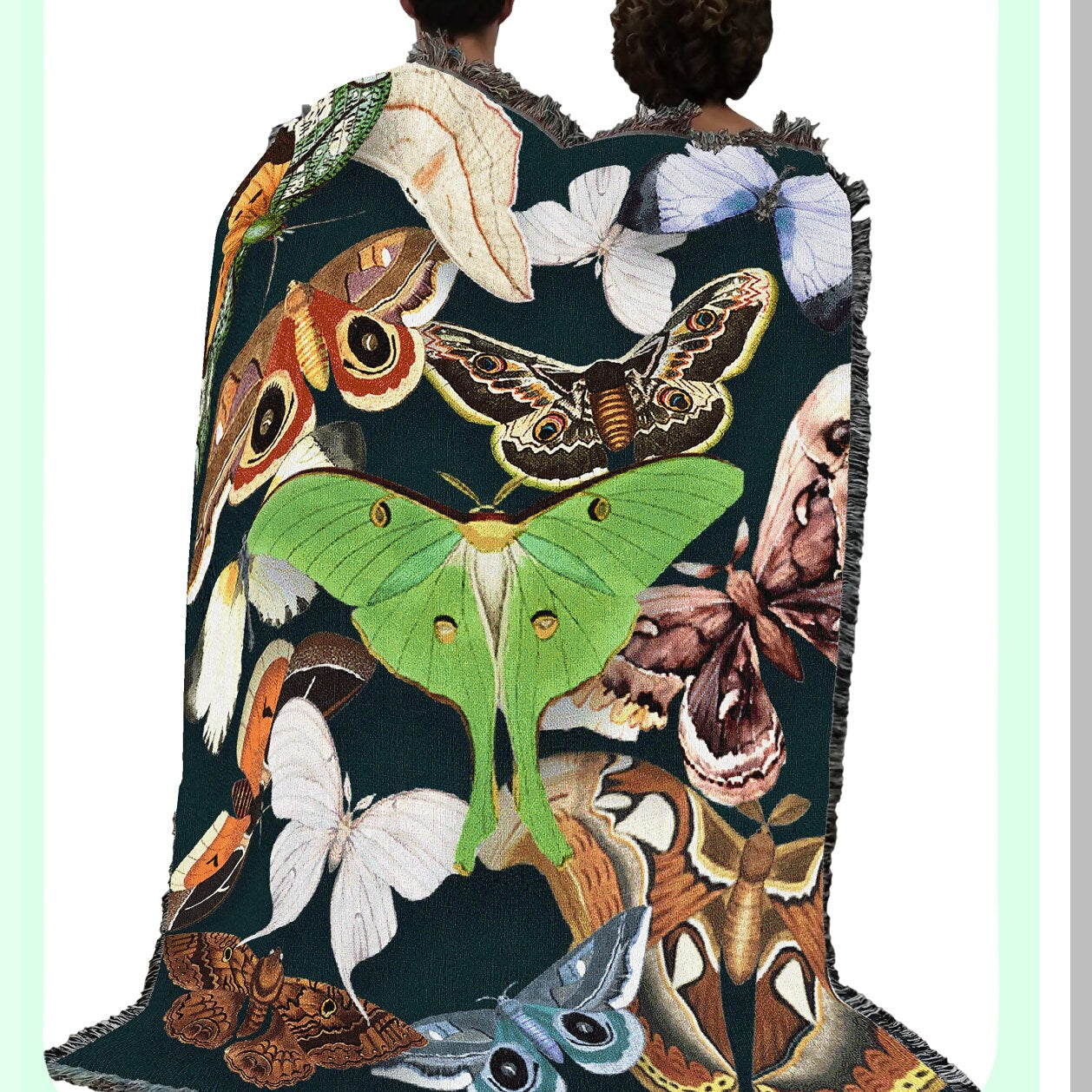 Emerald Moth Cotton Tapestry Blanket - Luxurious Woven Throw, Perfect Gift, Made in USA, 72x54