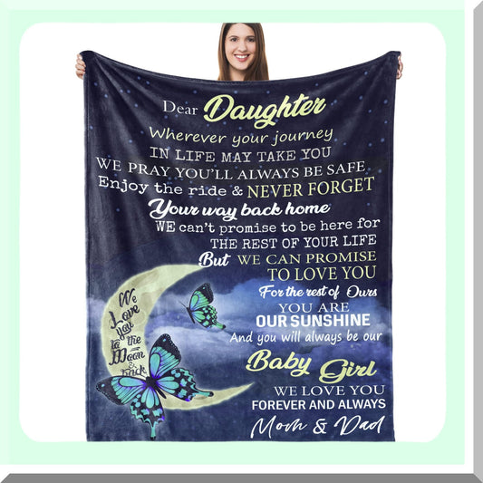 Heartfelt Hugs: Cozy Throw Blanket for Daughters - Perfect Mother's Day, Birthday, or Anytime Gift from Parents