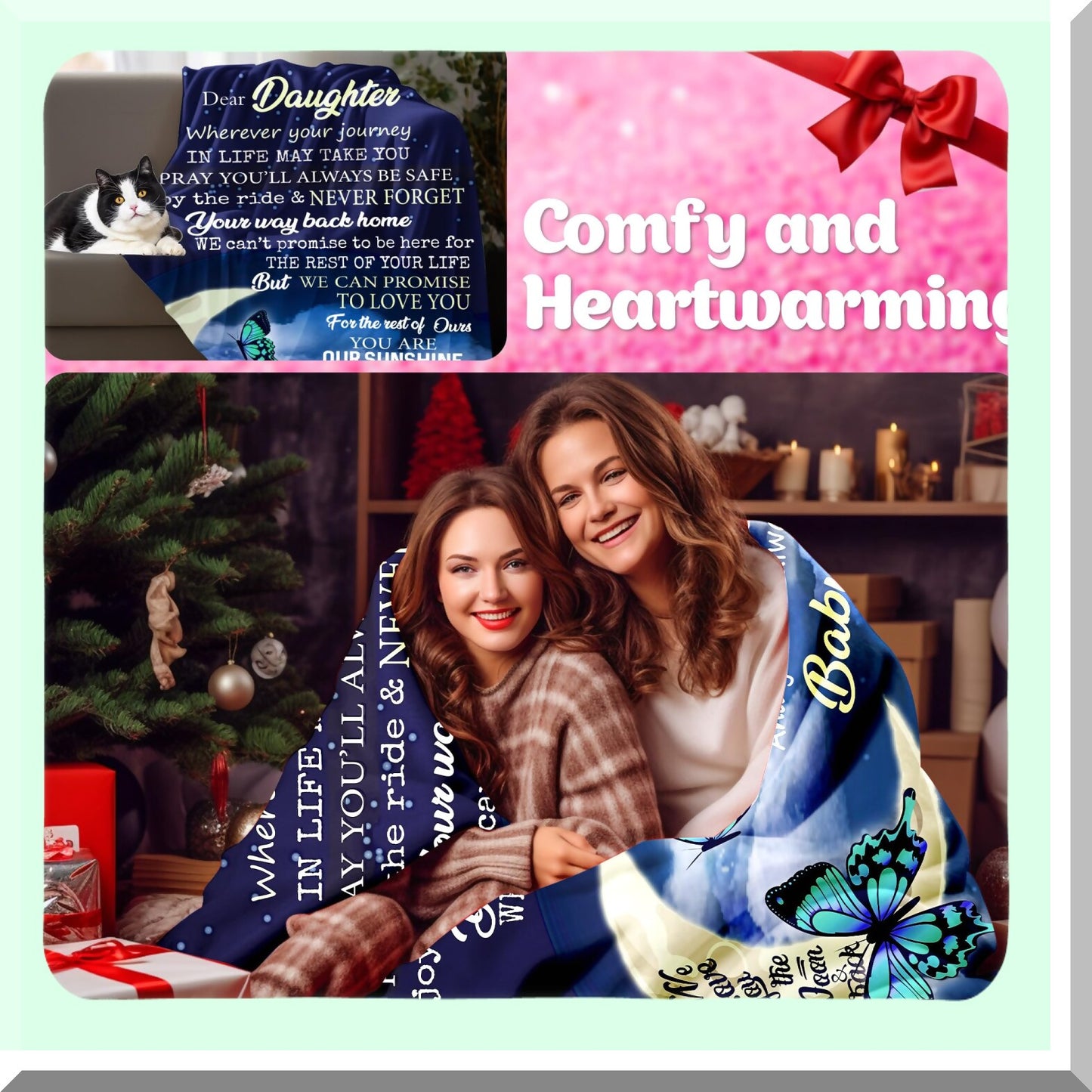 Heartfelt Hugs: Cozy Throw Blanket for Daughters - Perfect Mother's Day, Birthday, or Anytime Gift from Parents