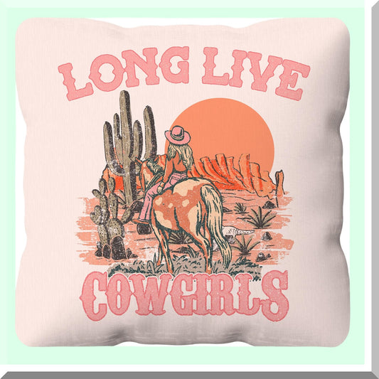 Cowgirl Chic Pillow Covers - Western Room Decor 18x18 - Bedroom Throw Pillow Cases - Gifts for Women Cowgirls - Long Live Pink - Western Style