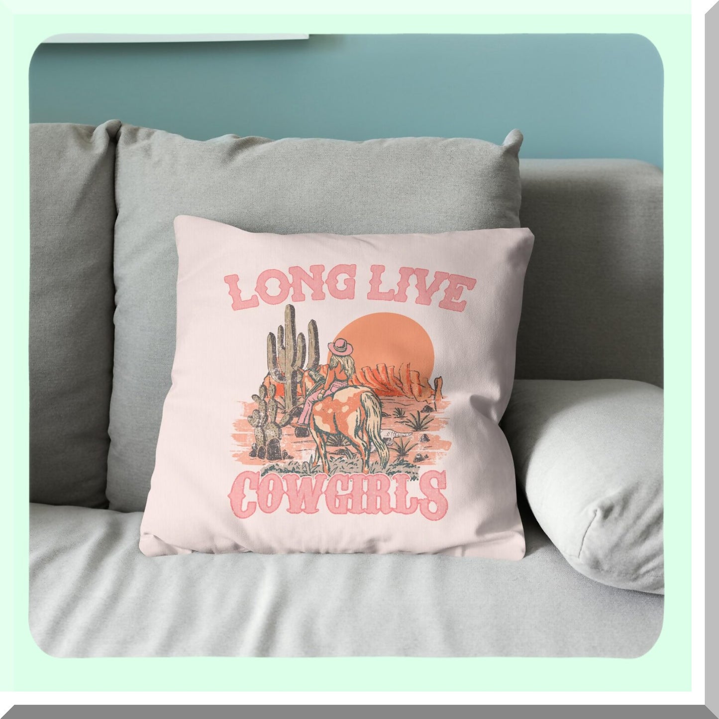 Cowgirl Chic Pillow Covers - Western Room Decor 18x18 - Bedroom Throw Pillow Cases - Gifts for Women Cowgirls - Long Live Pink - Western Style