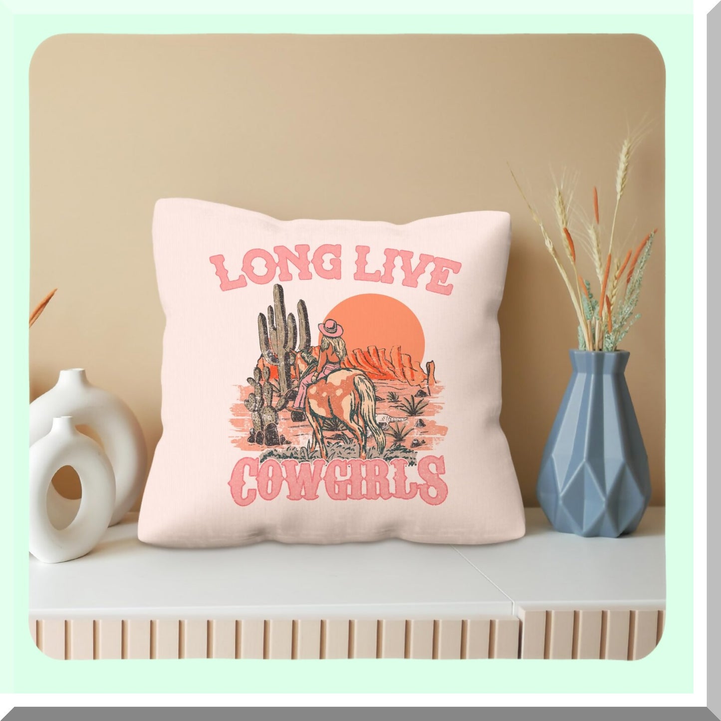 Cowgirl Chic Pillow Covers - Western Room Decor 18x18 - Bedroom Throw Pillow Cases - Gifts for Women Cowgirls - Long Live Pink - Western Style