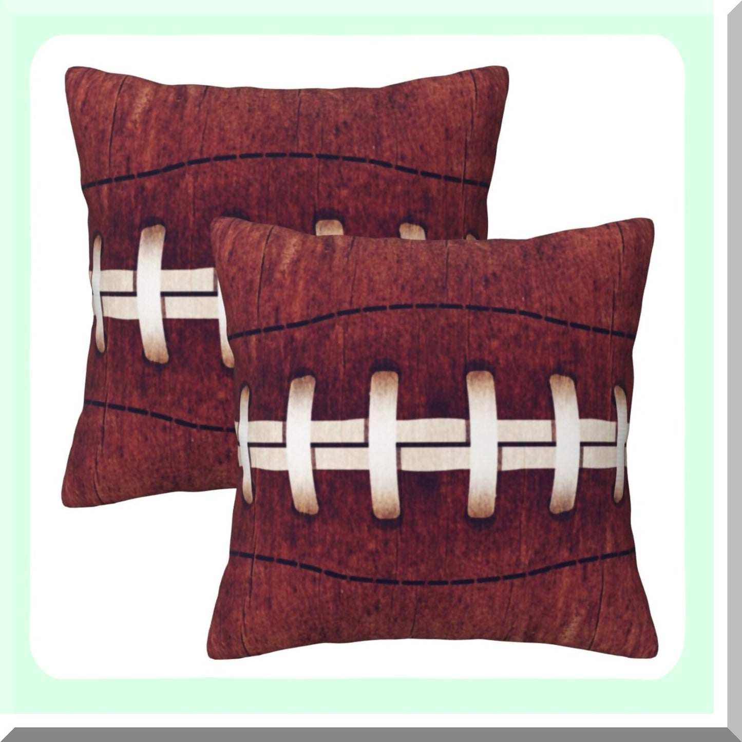 Vintage Gridiron Decorative Pillowcase Set - Retro Football Print Cushion Covers for Sofa, Couch - Soft Square Throw Pillows - 18 X 18 in - Pack of 2