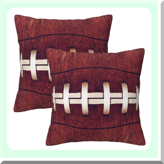 Vintage Gridiron Decorative Pillowcase Set - Retro Football Print Cushion Covers for Sofa, Couch - Soft Square Throw Pillows - 18 X 18 in - Pack of 2