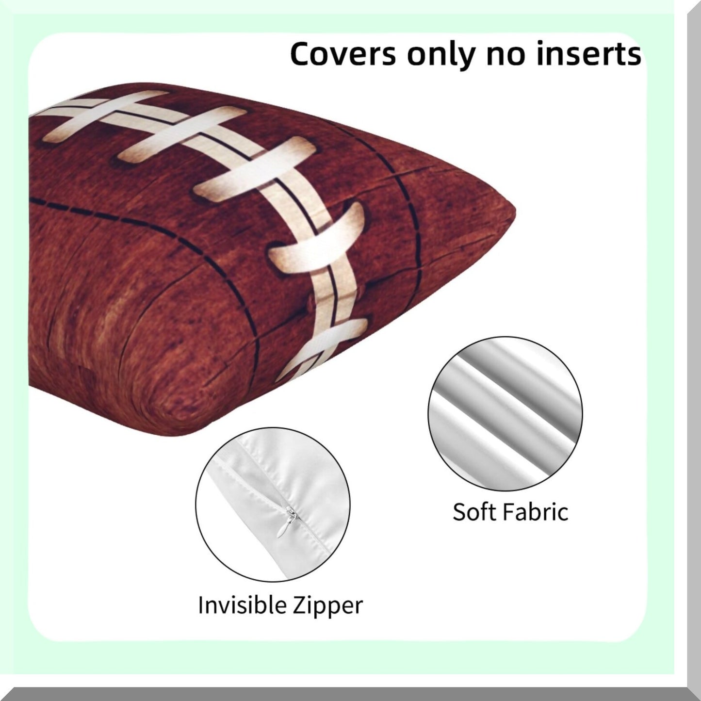 Vintage Gridiron Decorative Pillowcase Set - Retro Football Print Cushion Covers for Sofa, Couch - Soft Square Throw Pillows - 18 X 18 in - Pack of 2