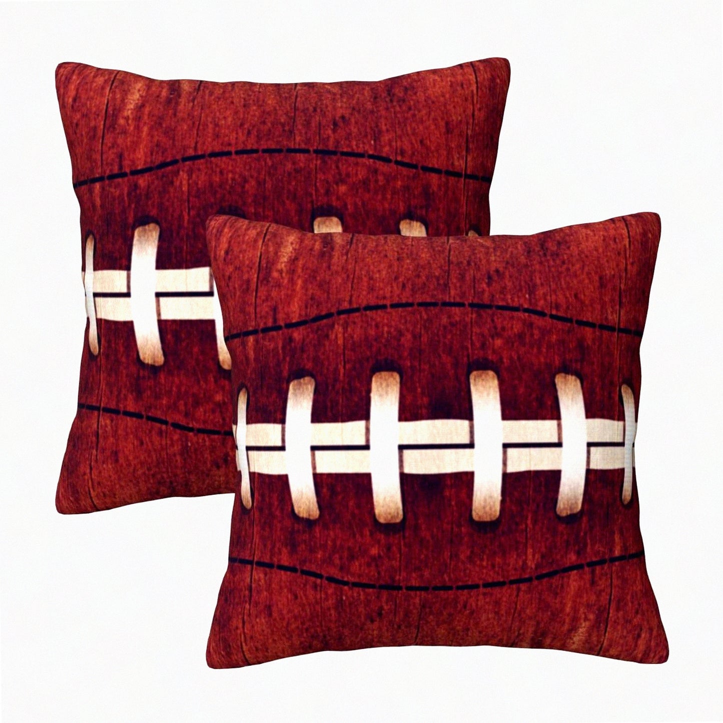 Vintage Gridiron Decorative Pillowcase Set - Retro Football Print Cushion Covers for Sofa, Couch - Soft Square Throw Pillows - 18 X 18 in - Pack of 2