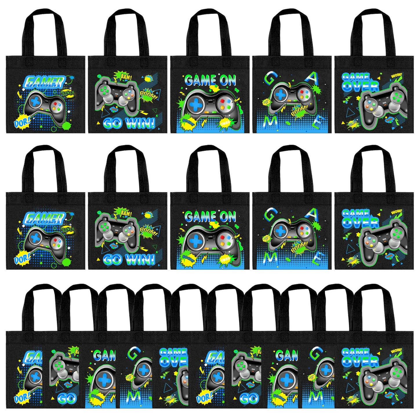 Game On Party Pack - 20 Gamer Gift Bags for Kids Birthday Party & Baby Shower. Level Up with Video Game Theme Goodie Bag Supplies!