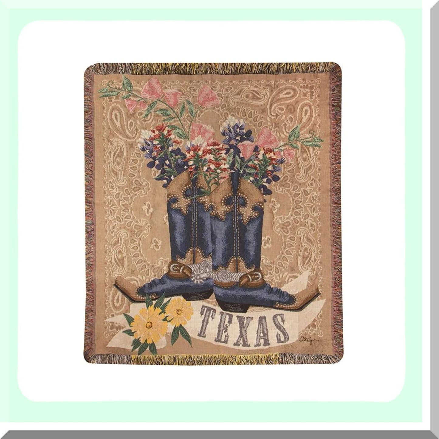 Texas Bluebonnet Cozy Throw Blanket with Fringe - 60" x 50""
