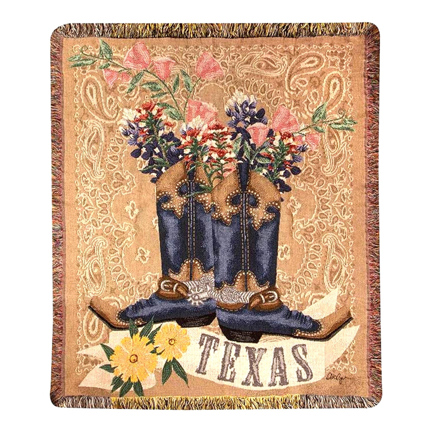 Texas Bluebonnet Cozy Throw Blanket with Fringe - 60" x 50""