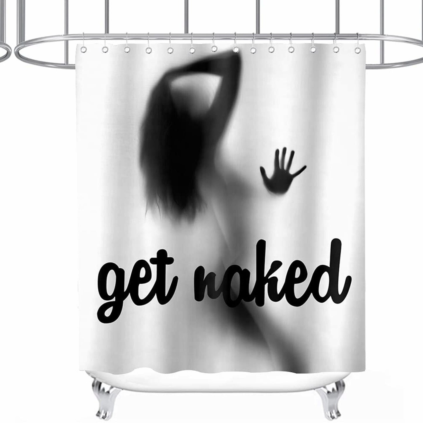 Get Naked Shower Curtain Black and White 72x72