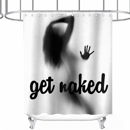 Get Naked Shower Curtain Black and White 72x72