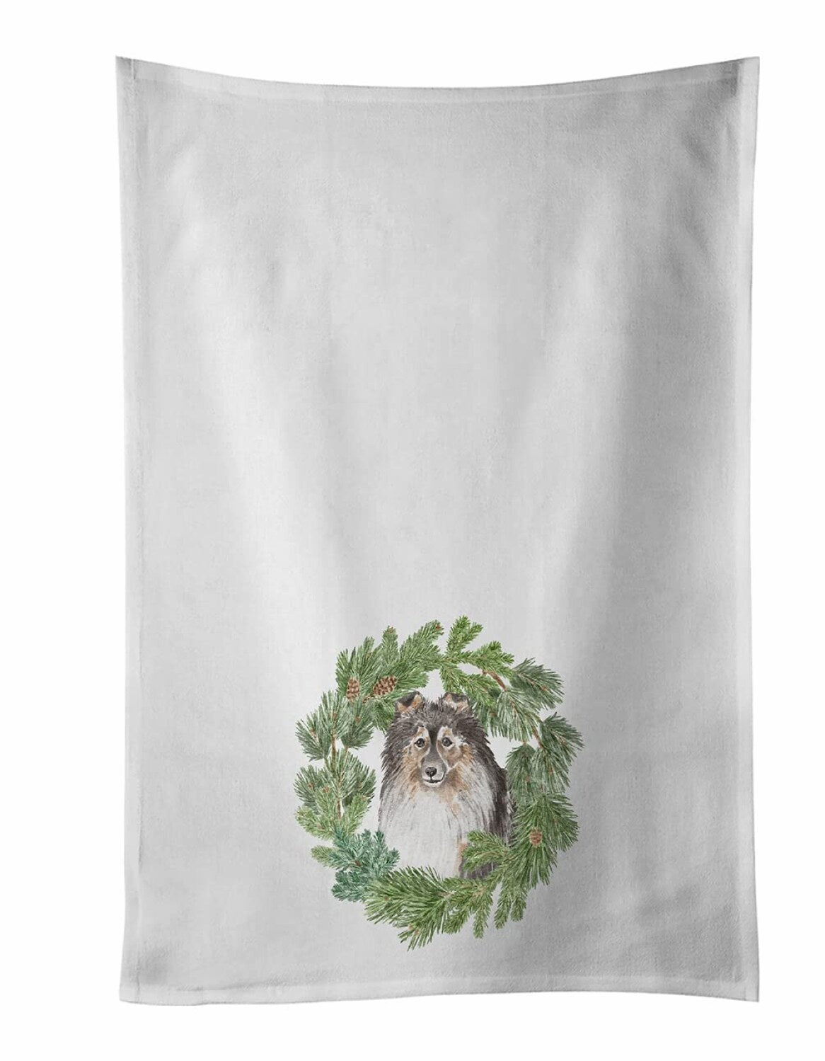 Sheltie/Shetland Sheepdog Tricolor White Kitchen Towel Set of 2