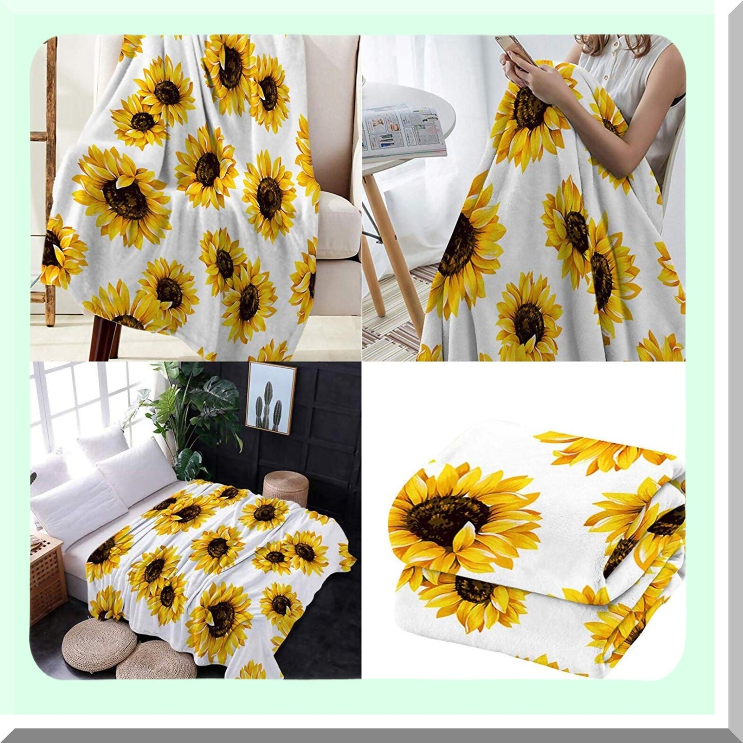 Sunshine Hurricane Flannel Fleece Blanket - Soft Yellow & Black Throw for Bed, Sofa, Couch, Living Room